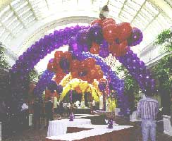 Arches decorating a concourse for a corporate promotion event