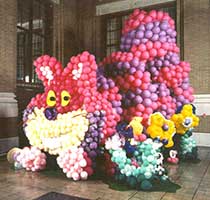 This 20 foot tall Cheshire Cat balloon sculpture was created for an event in Dallas, Texas