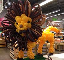 A balloon sculpture of a lion created for a Whole Foods Market promotion