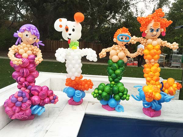 These three balloon critter sculptures from the deep give add a playful look to a pool party.