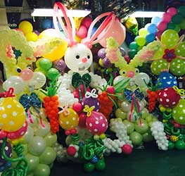 A group of balloon sculpture rabbits awaiting delivery to decor venues