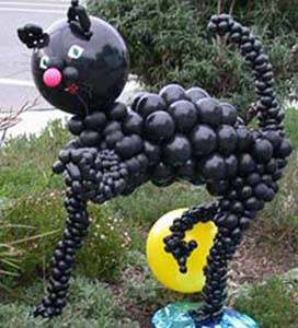 Halloween parties are not complete without several balloon sculpture black cats.