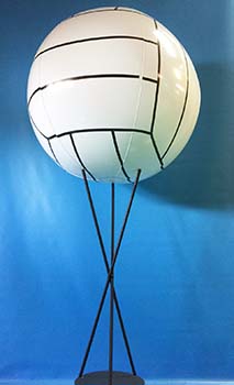 This volleyball-theme centerpiece consists of a 24 inch spire topped by a balloon volleyball. This centerpiece can be customized for your sport and team celebration event.