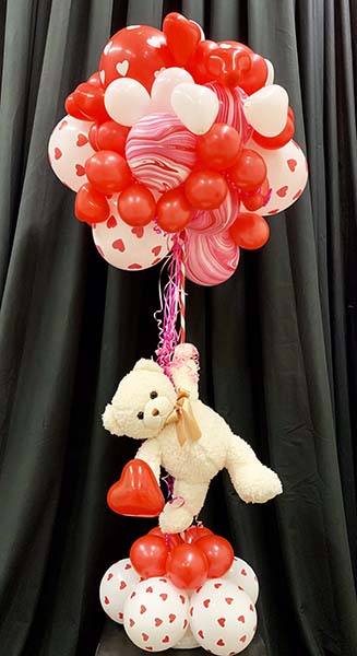 Valentine Teddy Bear With Red Balloon