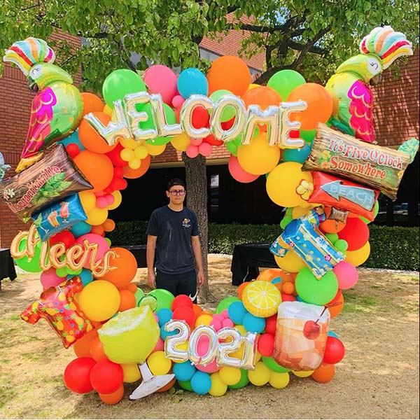 Giant six foot circular balloon frame to highlight products for commercial or celebration events